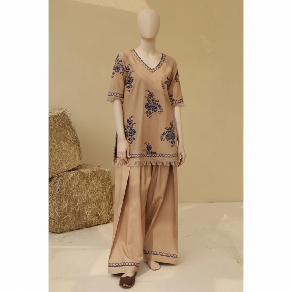 ITRAT 2PC – Luxury Linen Embroidered Set