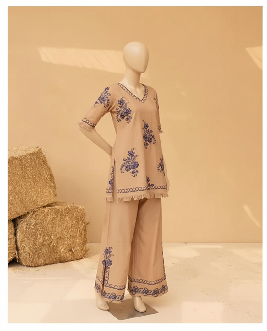 ITRAT 2PC – Luxury Linen Embroidered Set