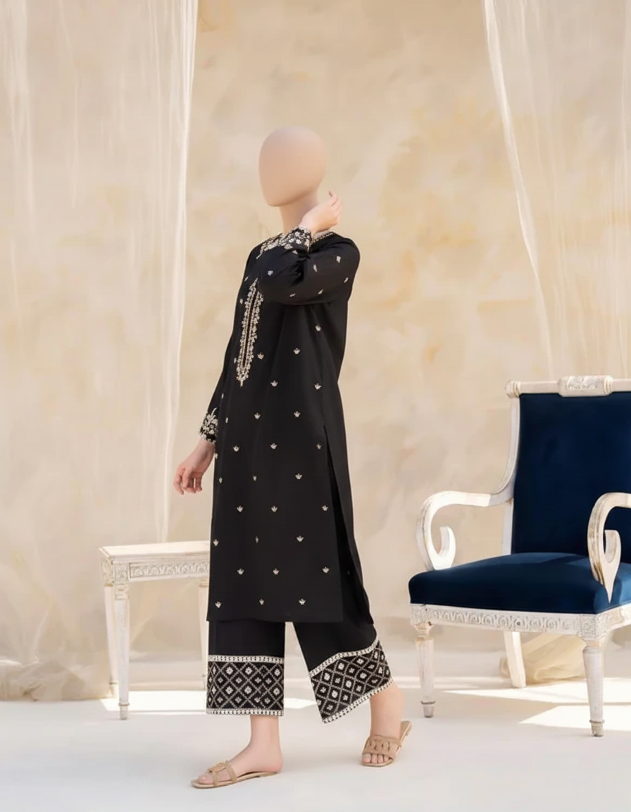 BLACK GULAB – Luxury Embroidered Cotton Suite