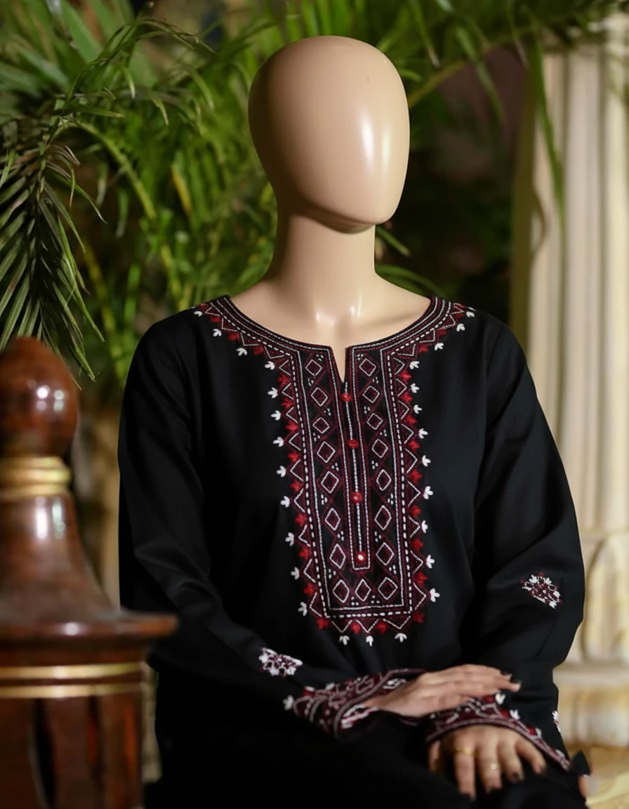 BLACK LUXE – Signature Embroidered Stone Linen Suite