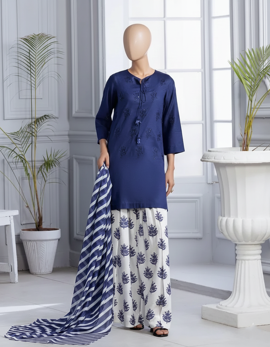BLUE BLOOM – Azure Floral Printed Flapper Trio