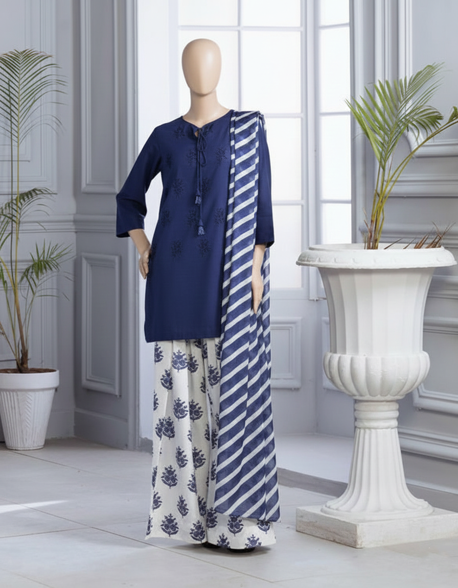BLUE BLOOM – Azure Floral Printed Flapper Trio