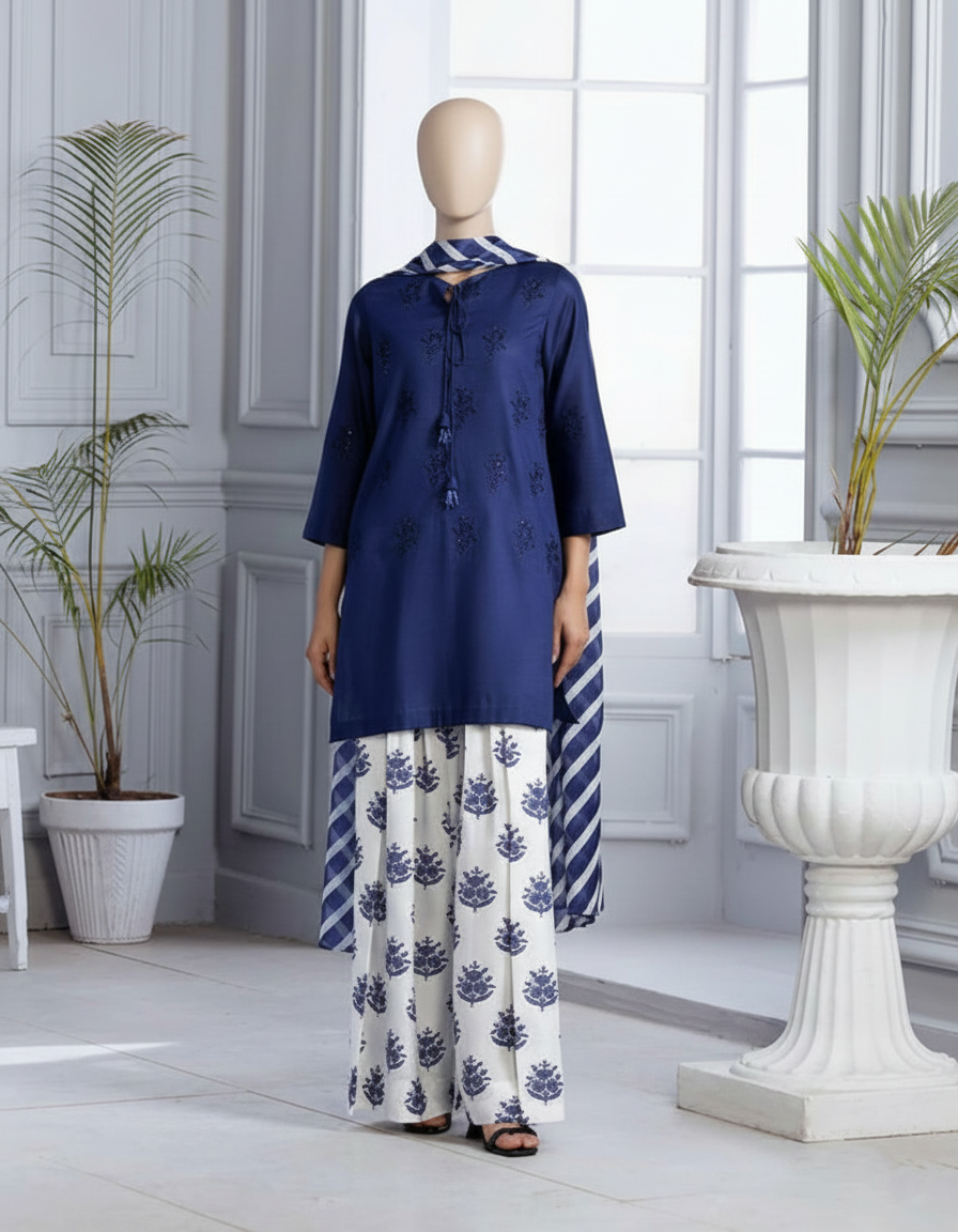 BLUE BLOOM – Azure Floral Printed Flapper Trio