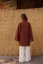 BROWN EMD DHANAK – Signature Pocket Style & Embroidered Palazzo