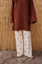 BROWN EMD DHANAK – Signature Pocket Style & Embroidered Palazzo