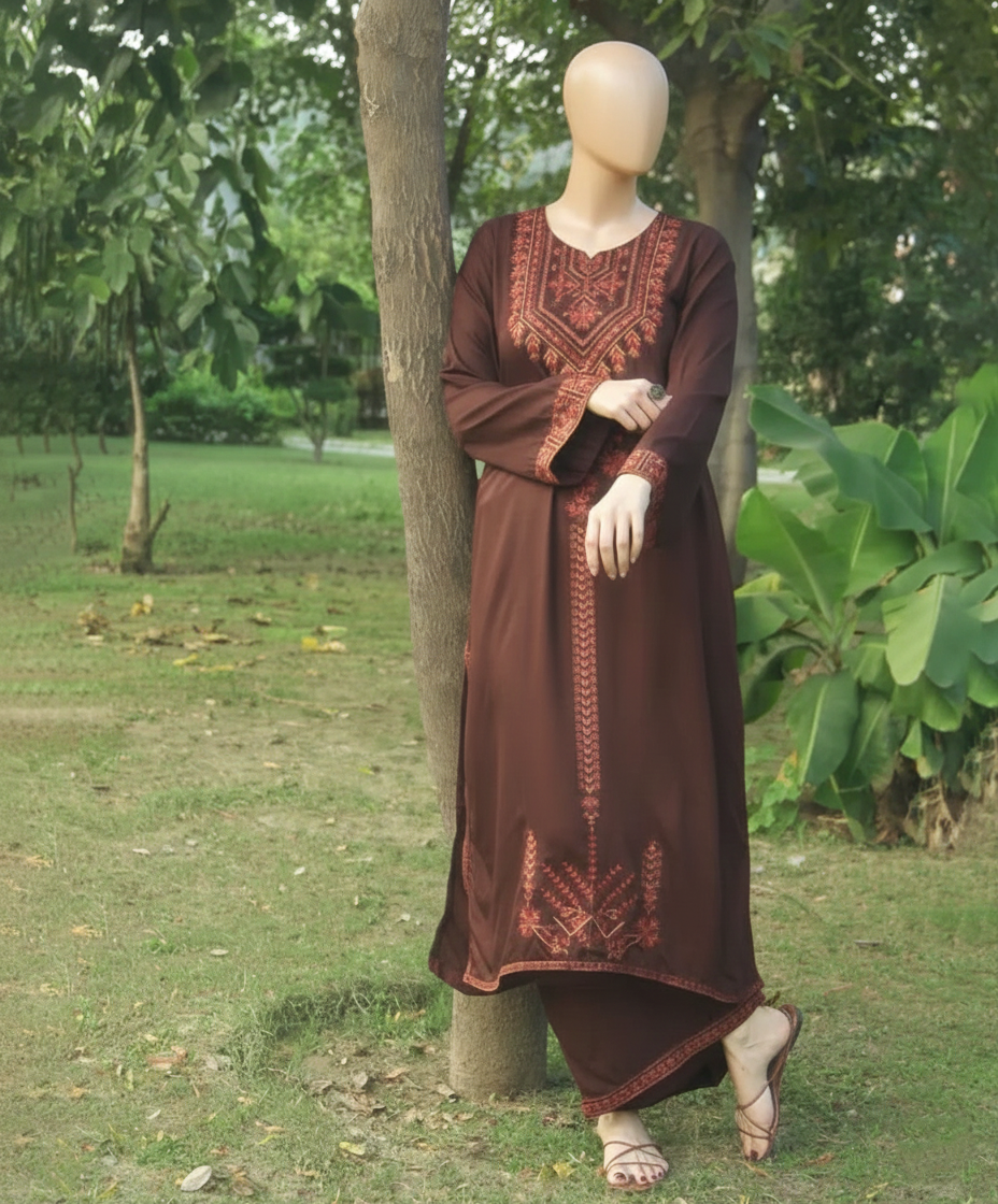 CHANDNI 2PC – Luxury Stone Linen & Heavy Embroidered Winter Suits