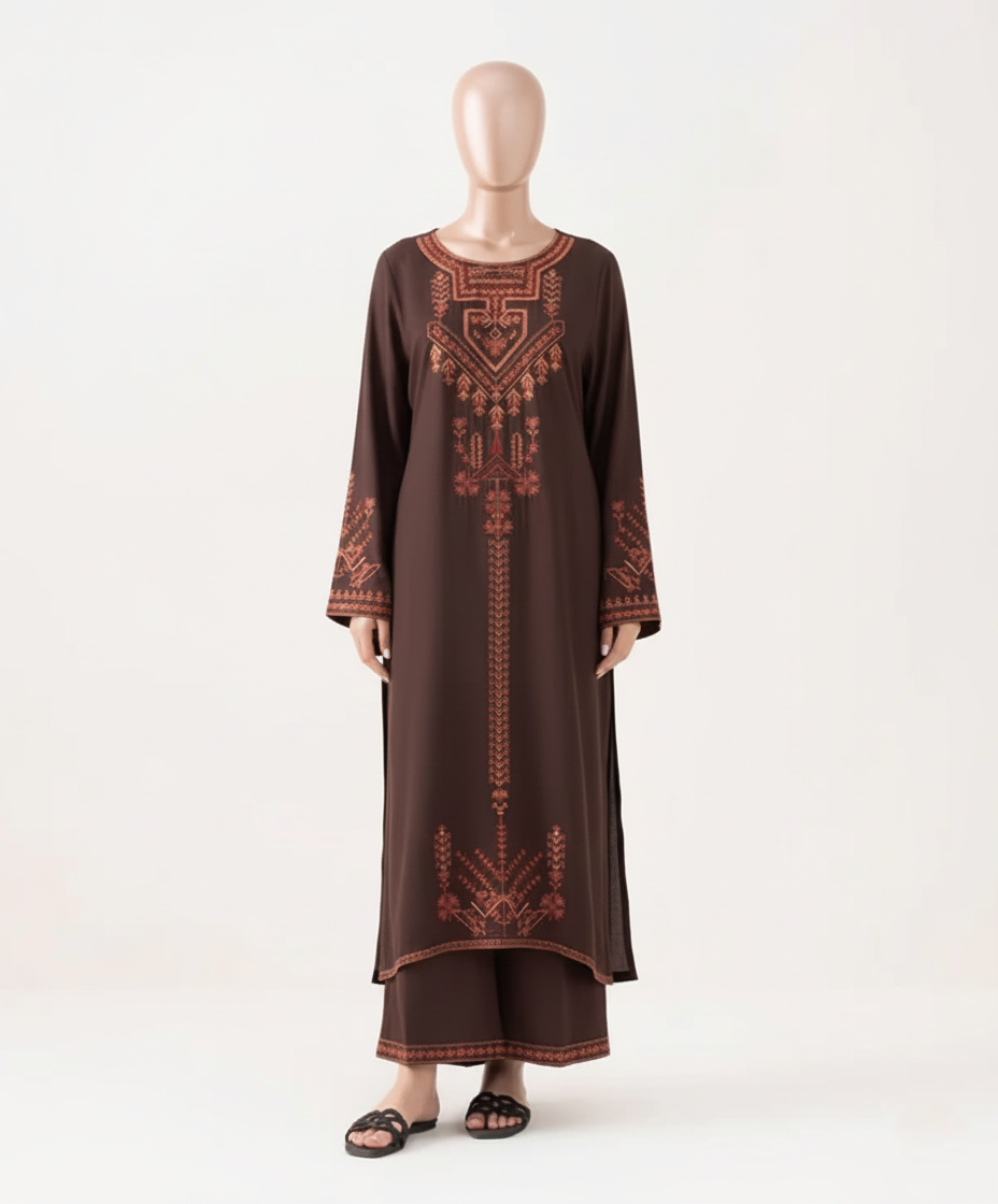 CHANDNI 2PC – Luxury Stone Linen & Heavy Embroidered Winter Suits