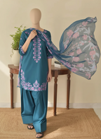 EZMA 3PC – Luxury Mid-Season Embroidered Set with Shaffon Dupatta