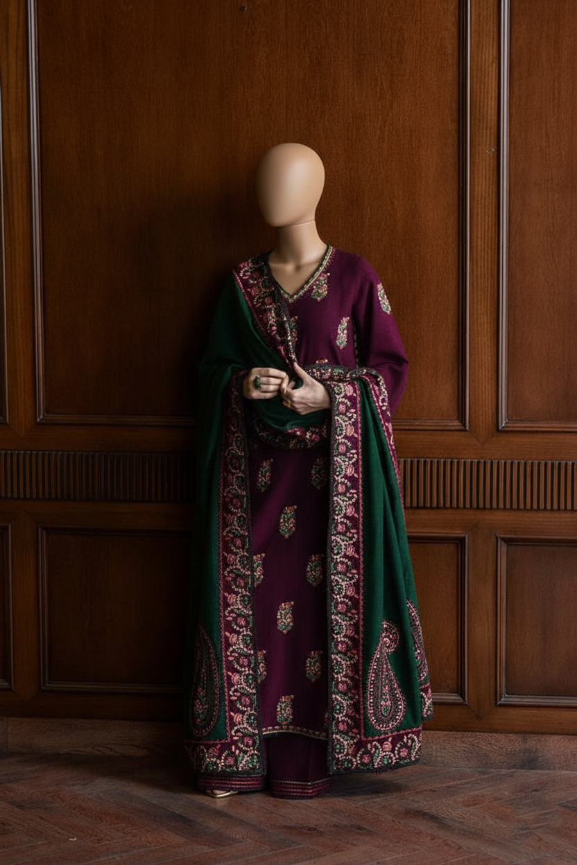 HEZLIN – Royal Linen Heritage Heavy Embroidered Trio