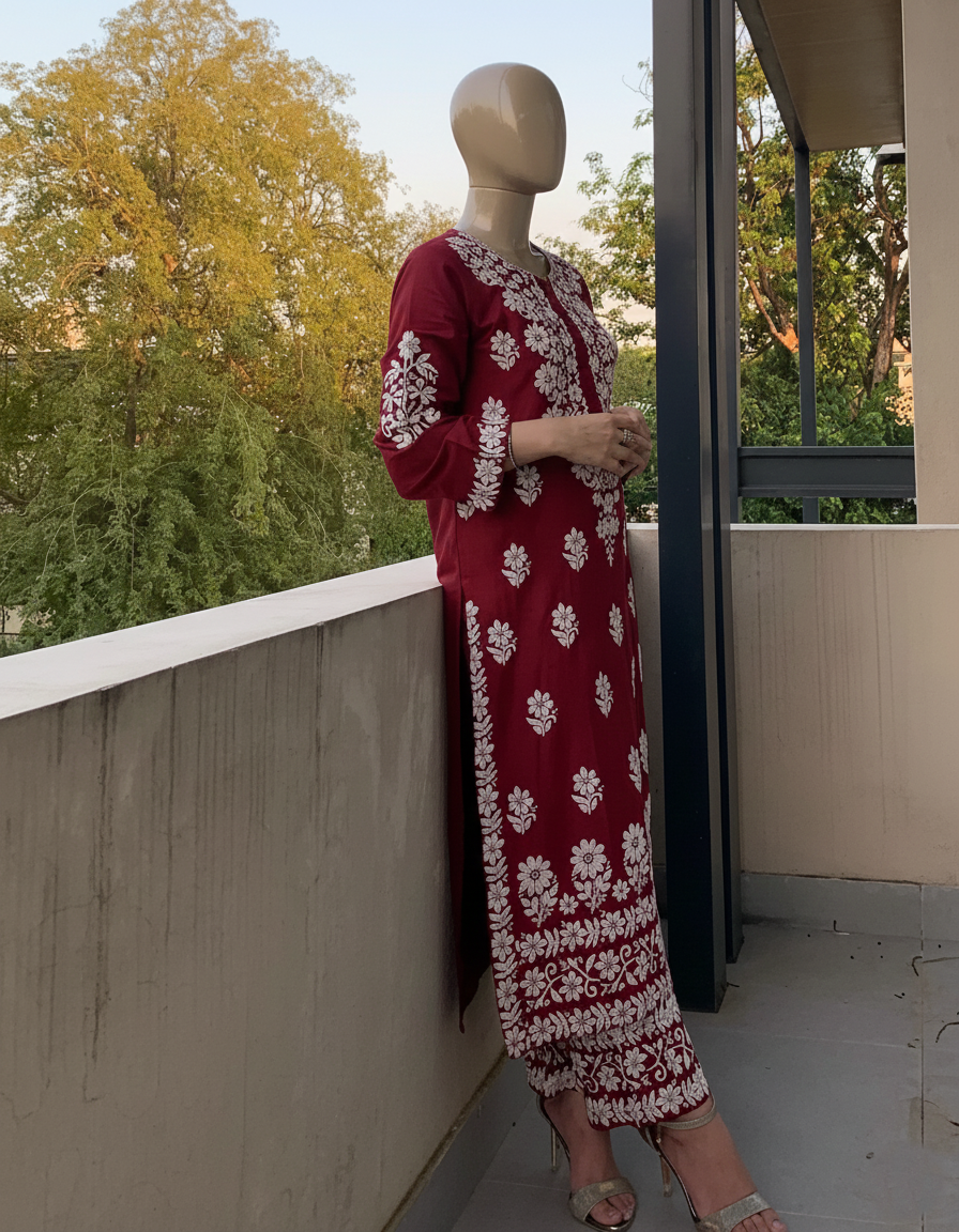 INDIAN CHICKAN KARI (EMBOSSED) – Luxury Textured 2PC Collection