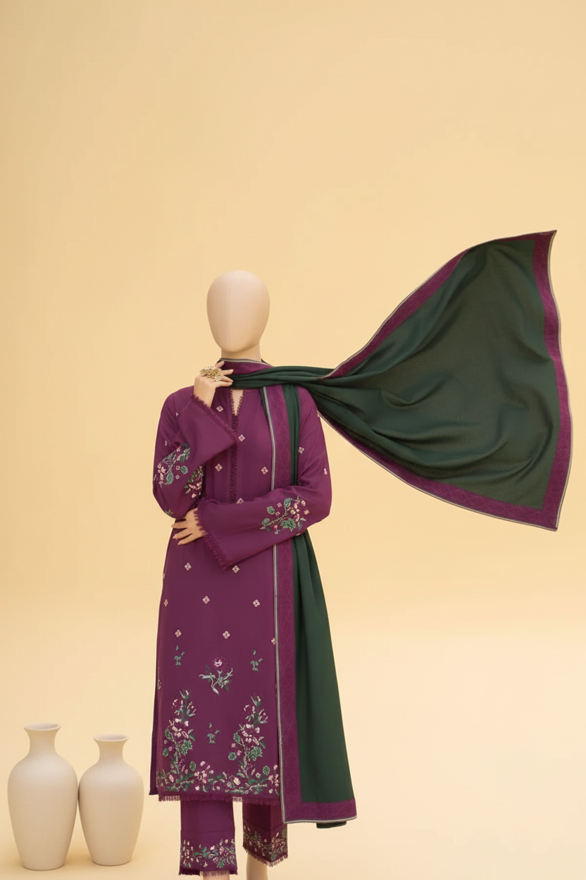 KAIRA 3PC – Luxury Winter Linen Embroidery Suite