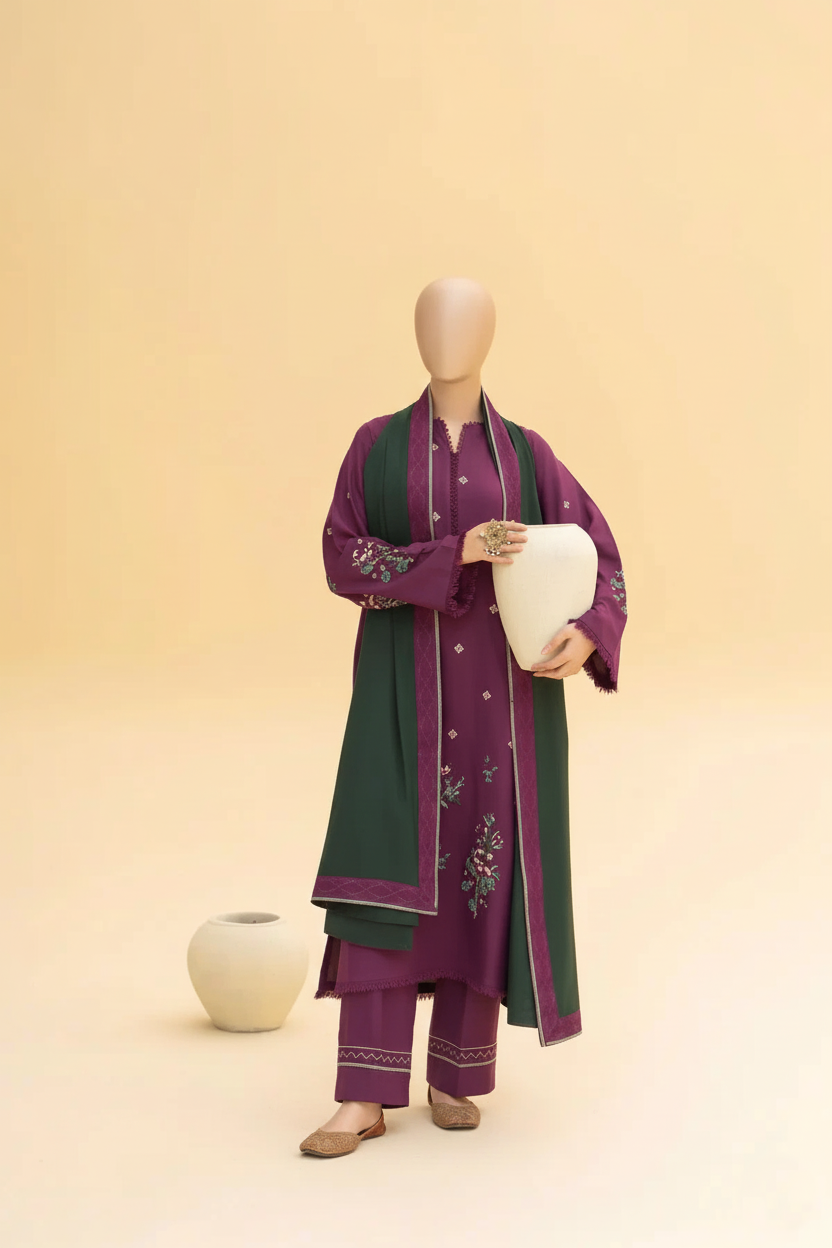 KAIRA 3PC – Luxury Winter Linen Embroidery Suite