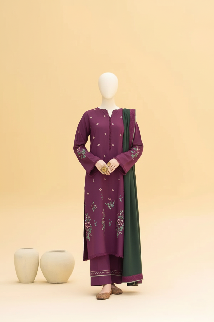 KAIRA 3PC – Luxury Winter Linen Embroidery Suite