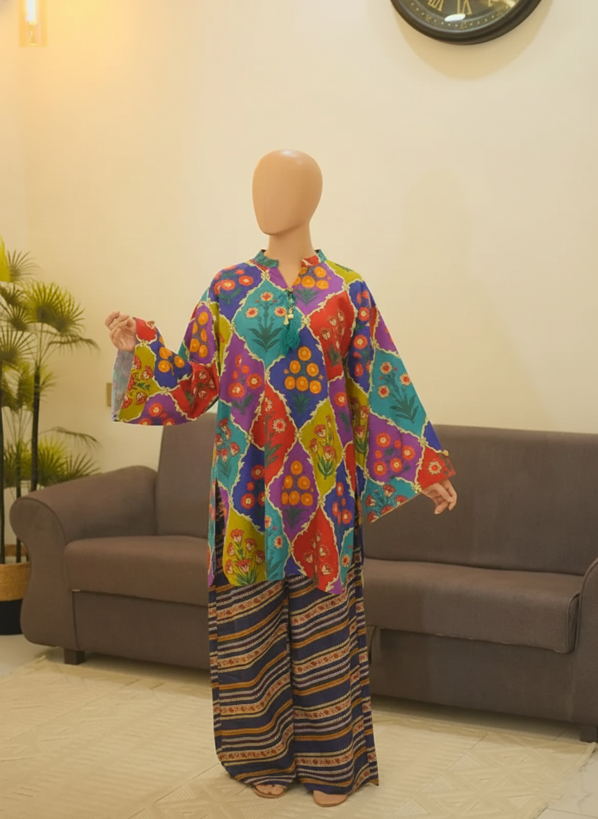 AMEERA SET – Luxury Digital Khaddar Suite