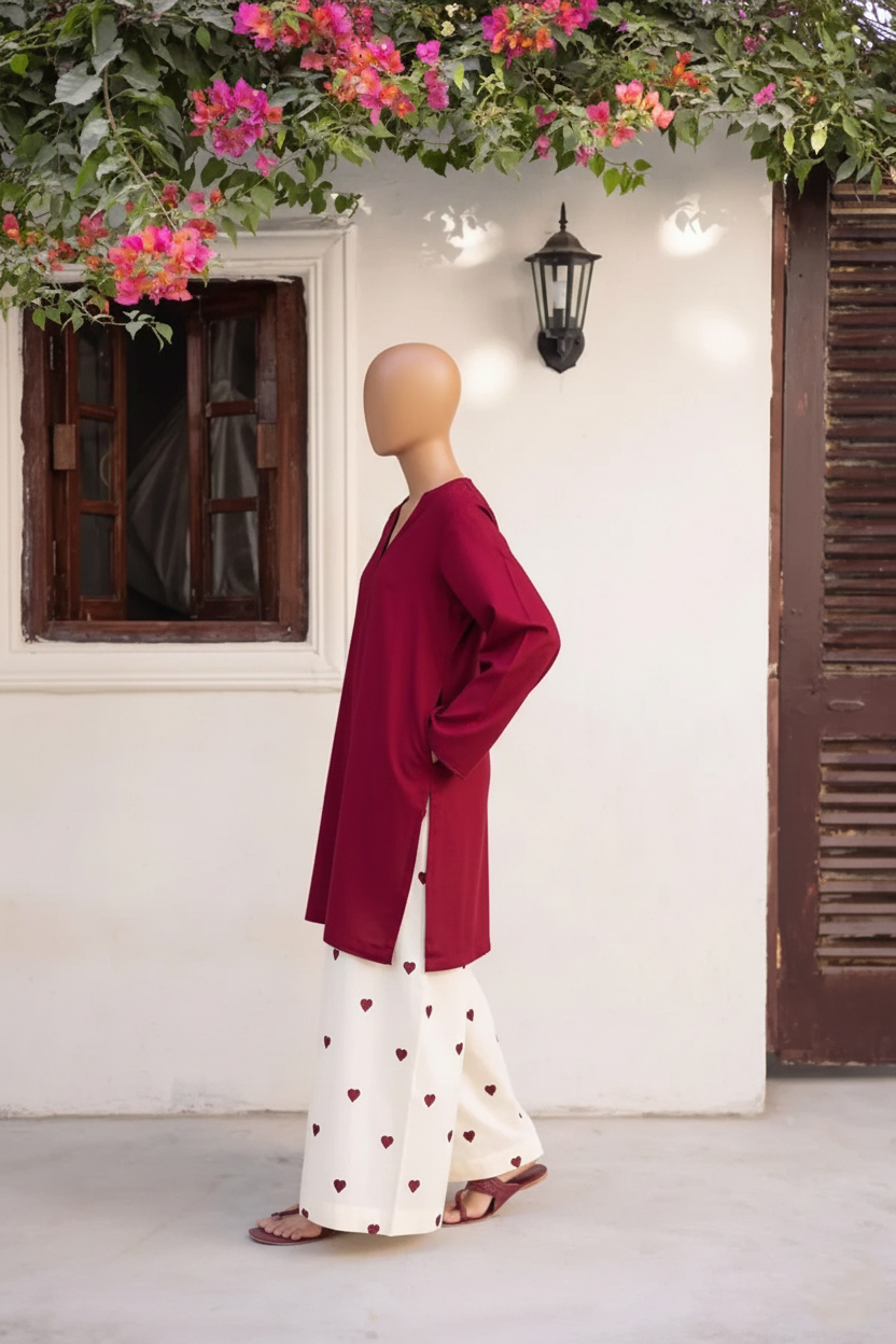 MEHROON EMD DHANAK 2PC – Luxury Winter Dhanak Suite