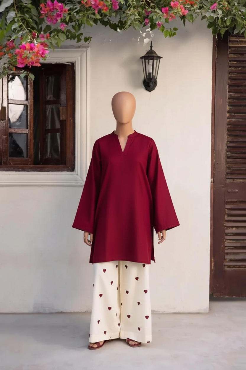 MEHROON EMD DHANAK 2PC – Luxury Winter Dhanak Suite