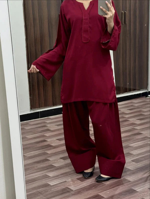 MEHROON SET – Luxury Winter Silky Grip Suite
