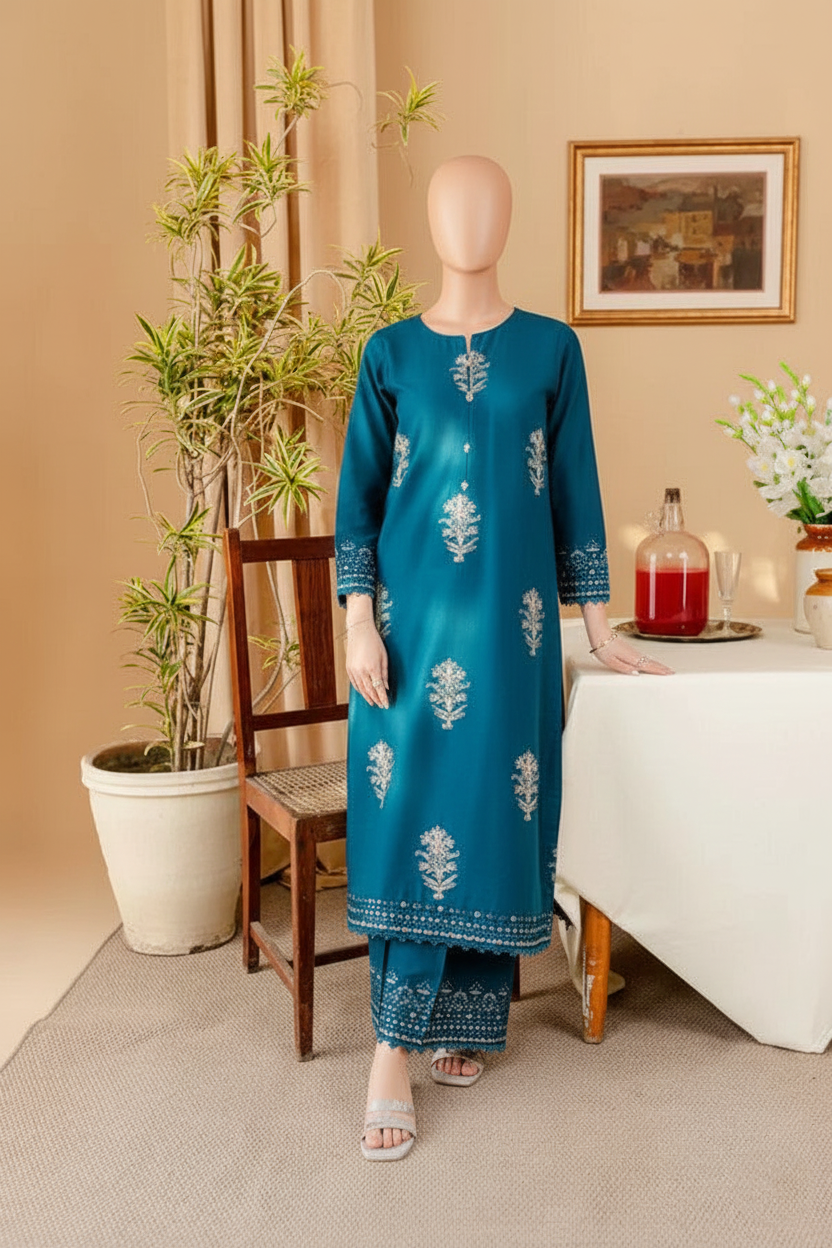MALVIN – Luxury Stone Linen Sequence Embroidery Suite