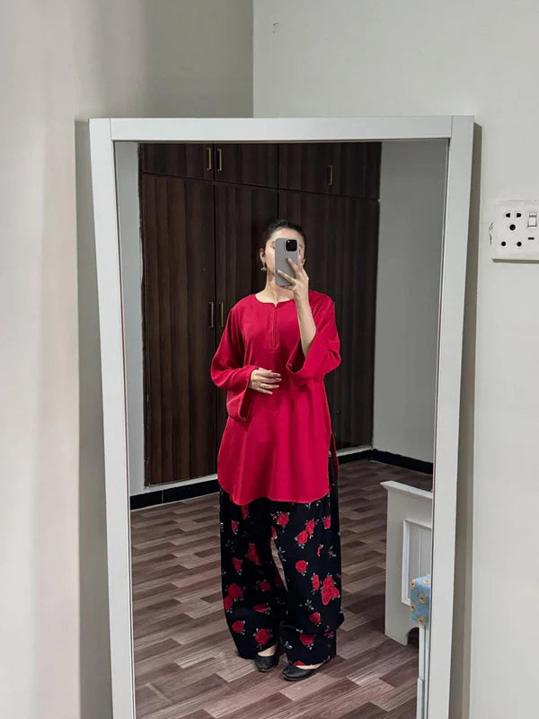 RED FLORAL SET – Luxury Winter Silky Grip Suite
