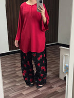 RED FLORAL SET – Luxury Winter Silky Grip Suite