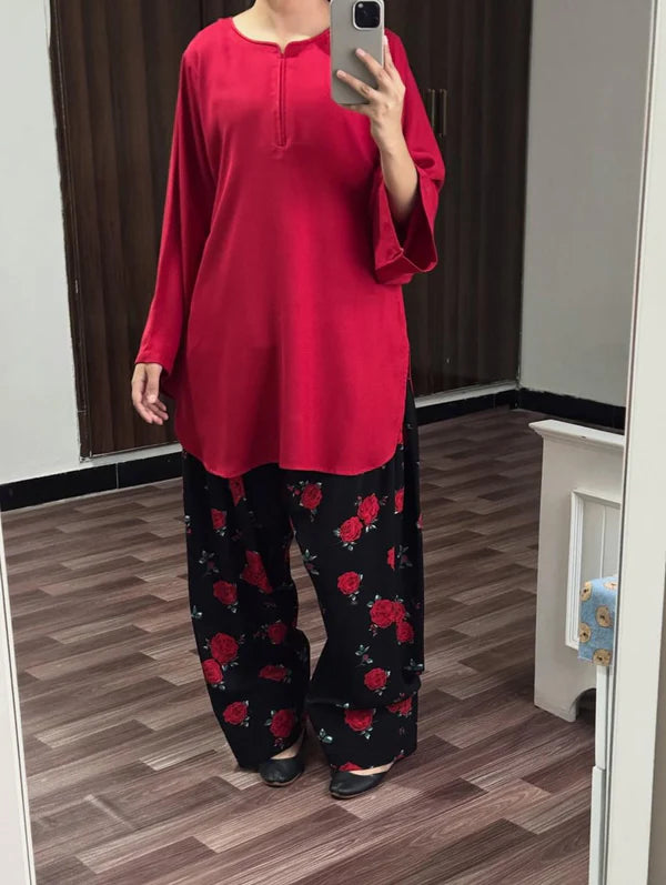 RED FLORAL SET – Luxury Winter Silky Grip Suite