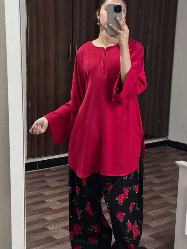 RED FLORAL SET – Luxury Winter Silky Grip Suite