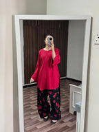 RED FLORAL SET – Luxury Winter Silky Grip Suite