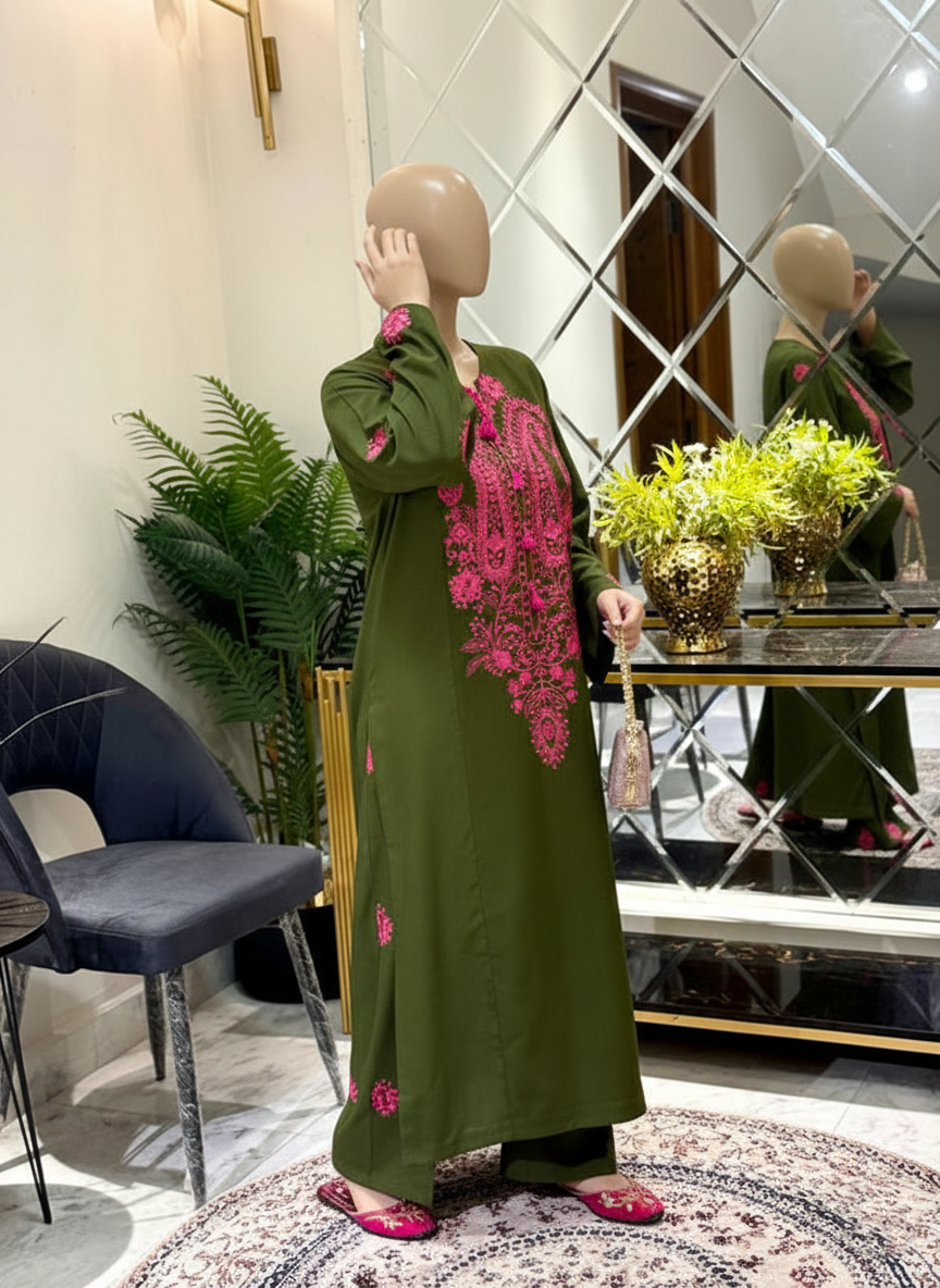 ROHNI 2PC – Luxury Stone Linen Sequence Embroidery Suite