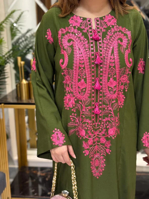 ROHNI 2PC – Luxury Stone Linen Sequence Embroidery Suite