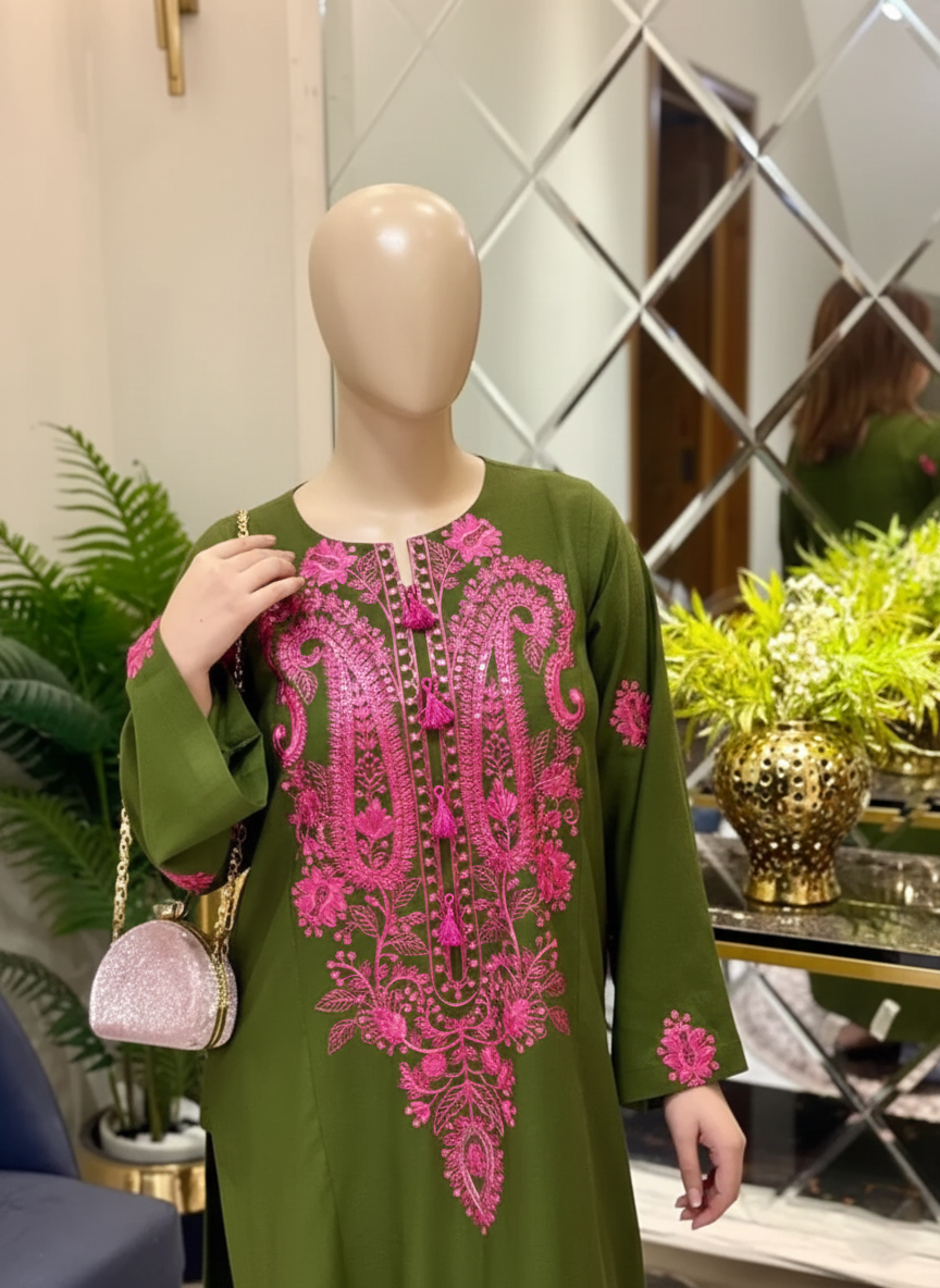 ROHNI 2PC – Luxury Stone Linen Sequence Embroidery Suite