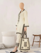 RETRO 2PC WITH HAND BAG – Premium Lawn Printed Suite
