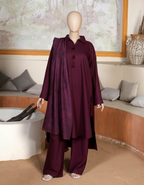 SOLID MEHROON DHANAK SET – Luxury Winter Long Shirt Suite