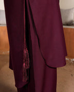 SOLID MEHROON DHANAK SET – Luxury Winter Long Shirt Suite