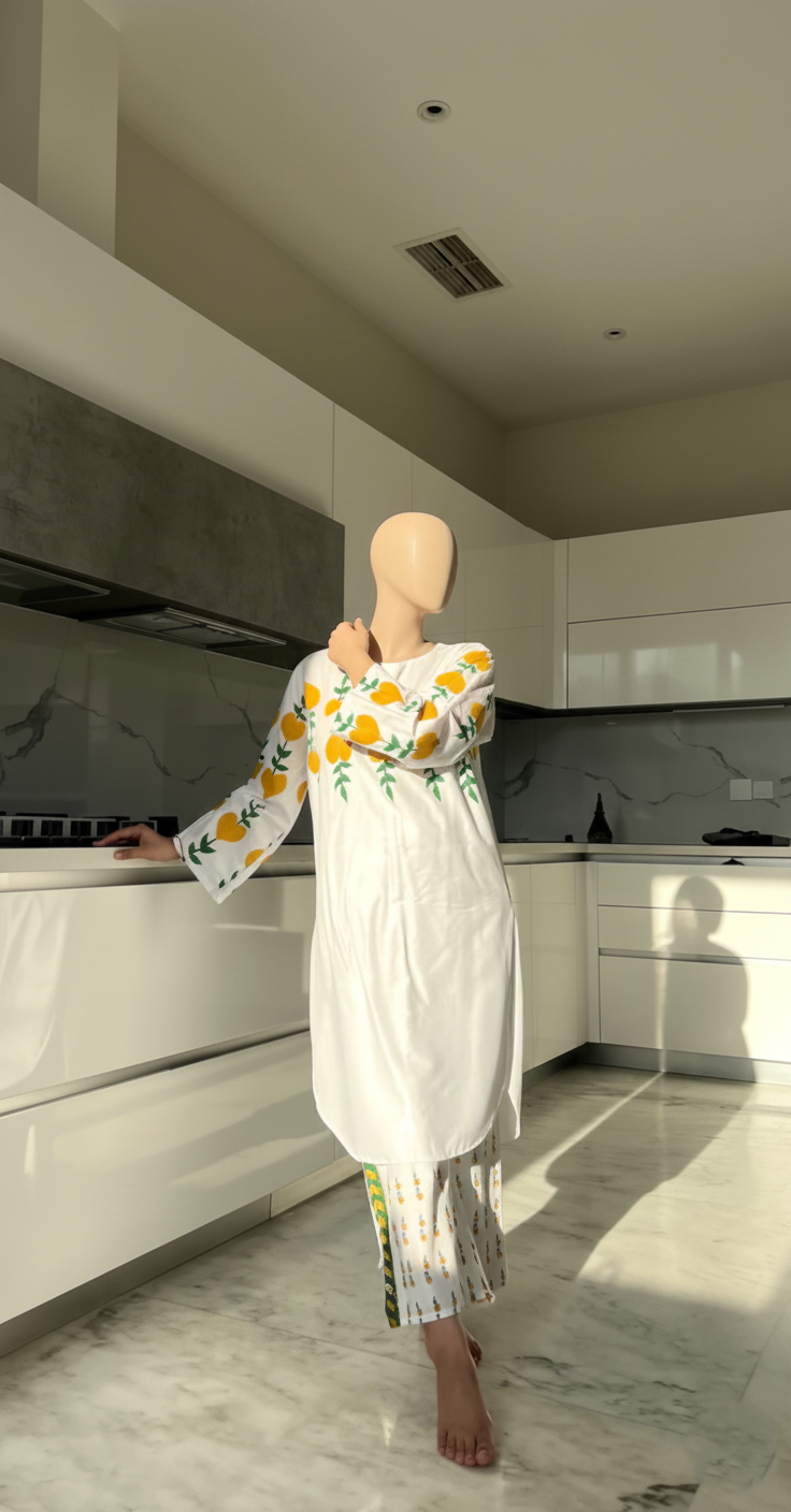 WHITE DOVE DESIGN – Premium Linen Printed Two Piece Suite