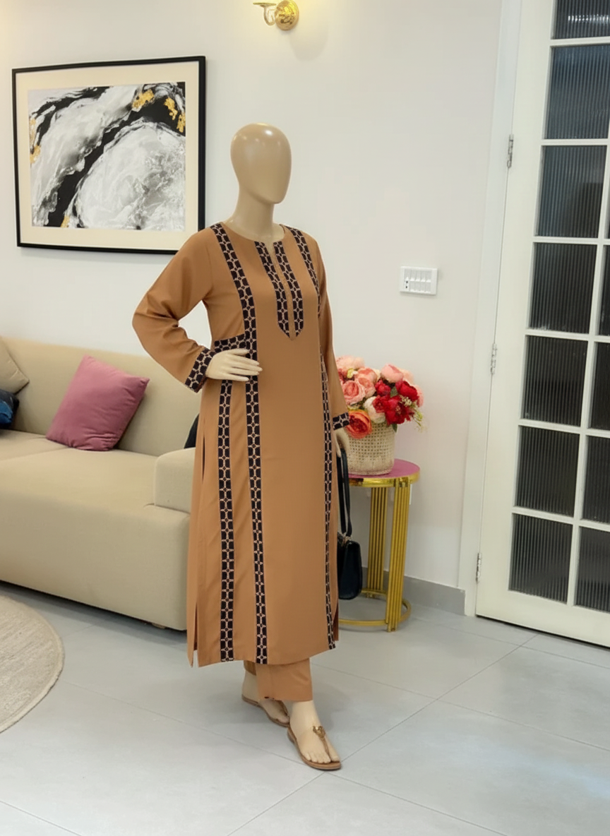 LUXURY ARABIC LAWN – Fully Embroidered Long Shirt Suite