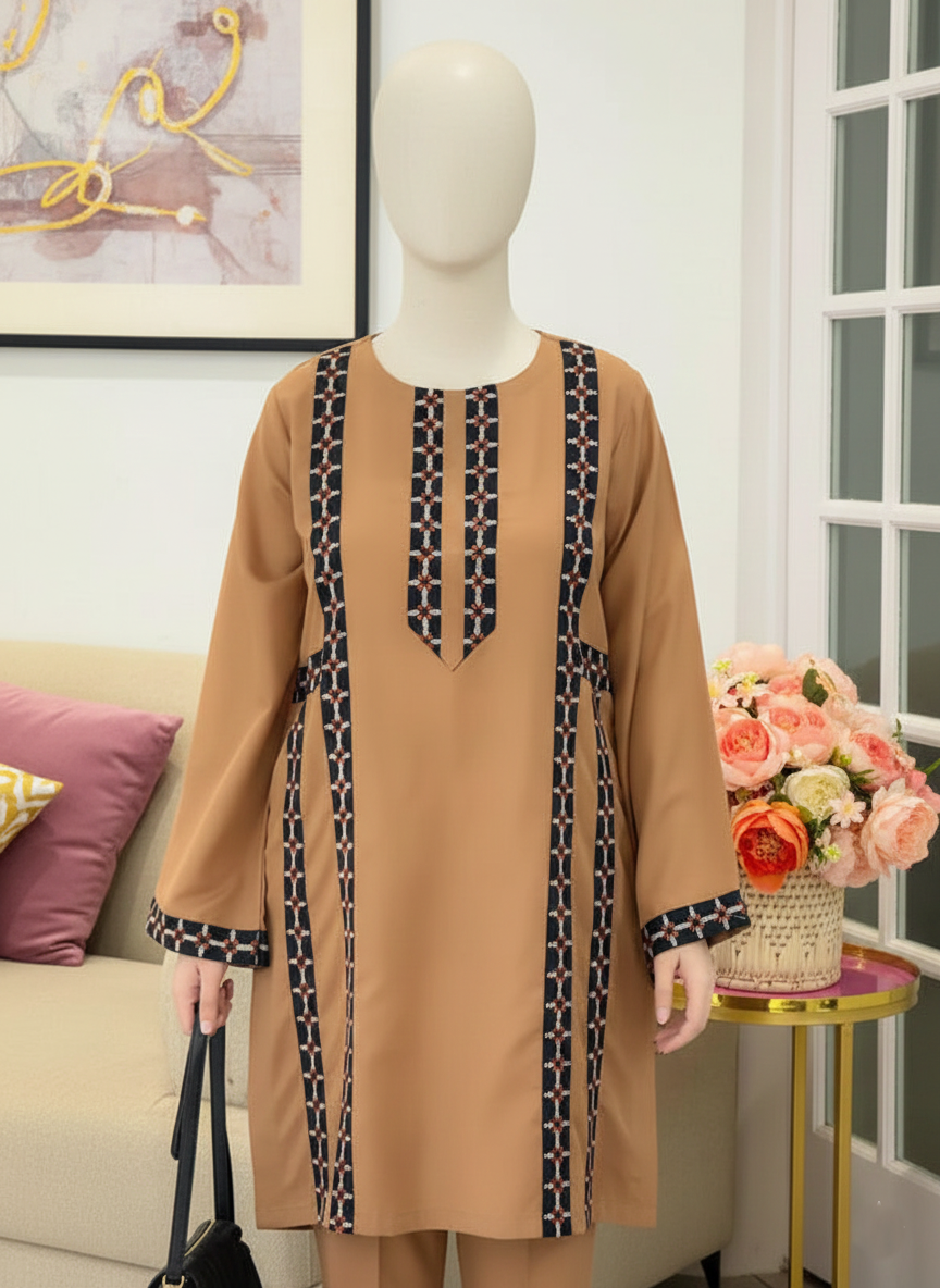 LUXURY ARABIC LAWN – Fully Embroidered Long Shirt Suite