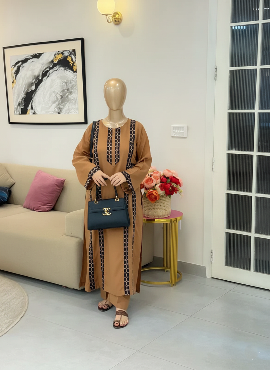 LUXURY ARABIC LAWN – Fully Embroidered Long Shirt Suite