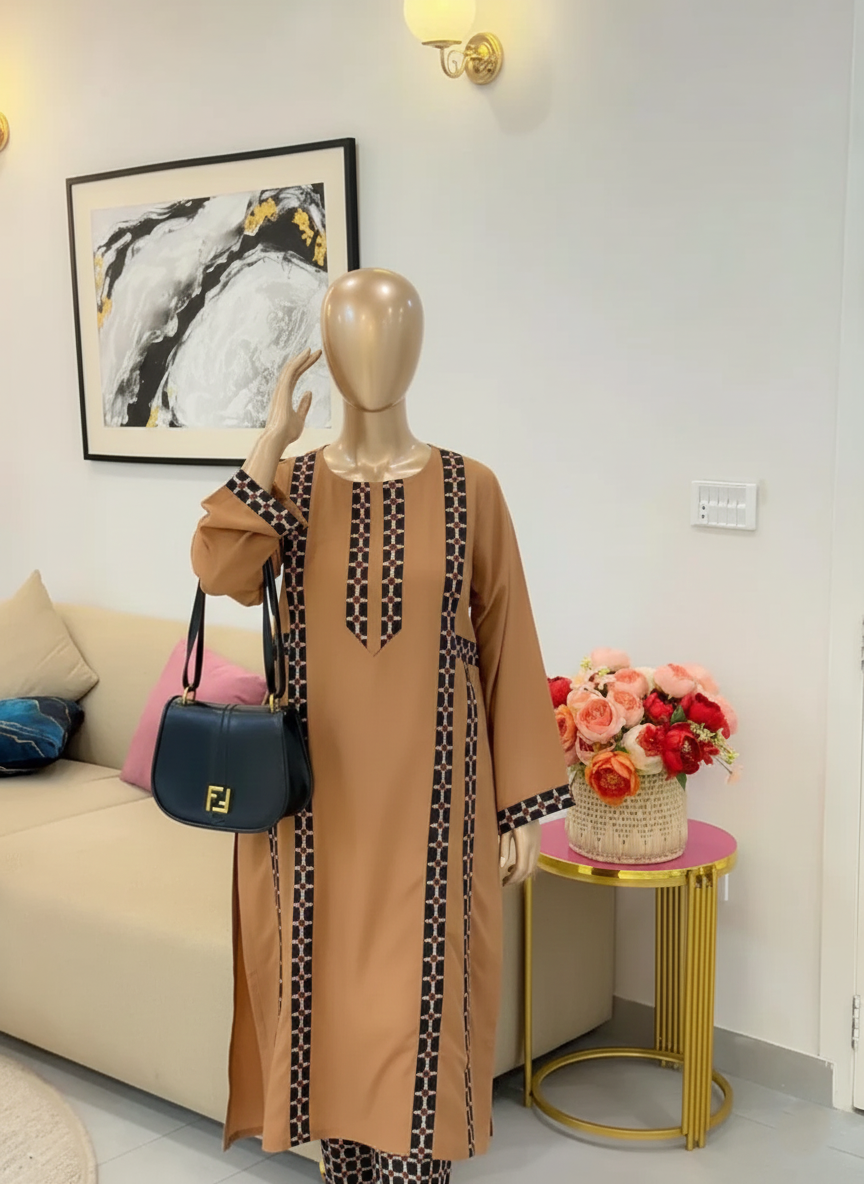 LUXURY ARABIC LAWN – Fully Embroidered Long Shirt Suite