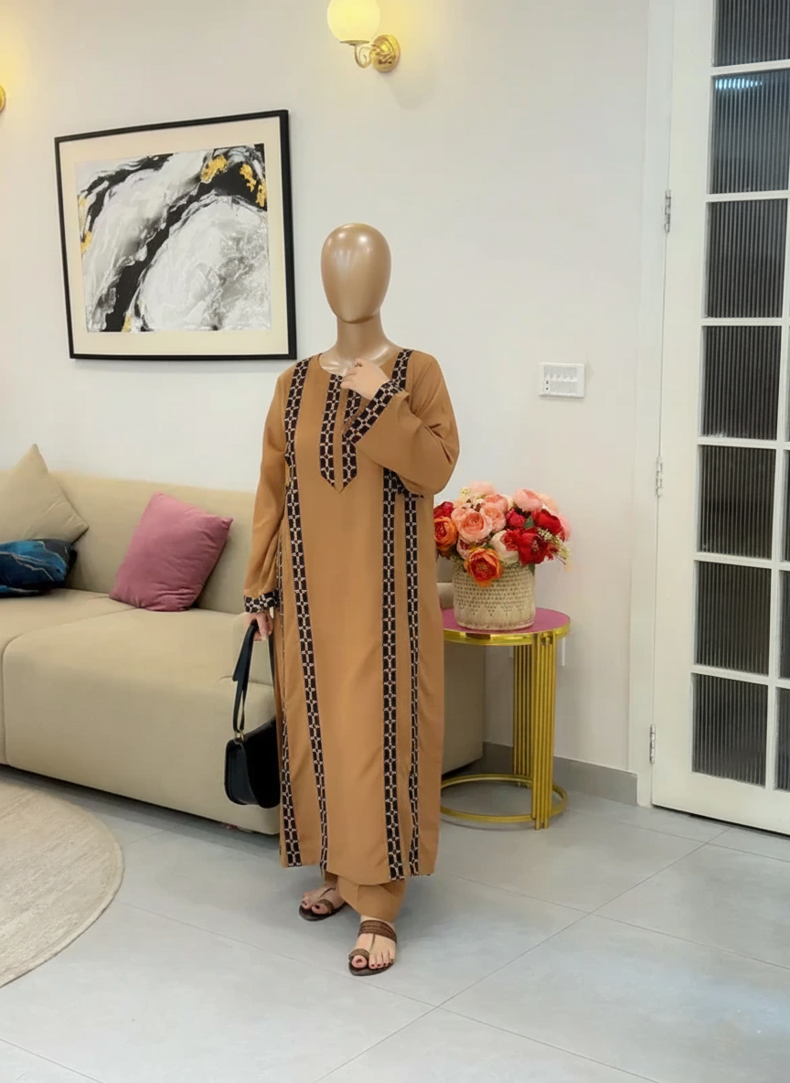 LUXURY ARABIC LAWN – Fully Embroidered Long Shirt Suite