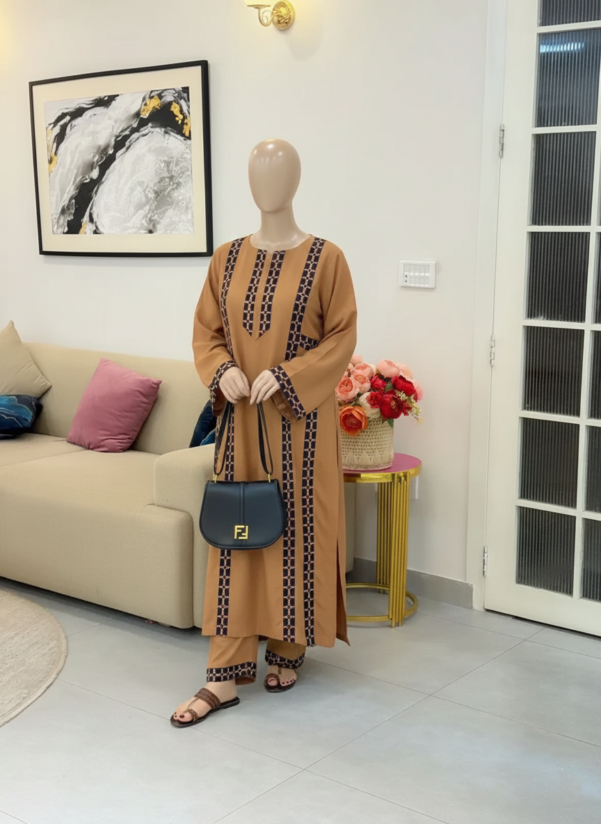 LUXURY ARABIC LAWN – Fully Embroidered Long Shirt Suite